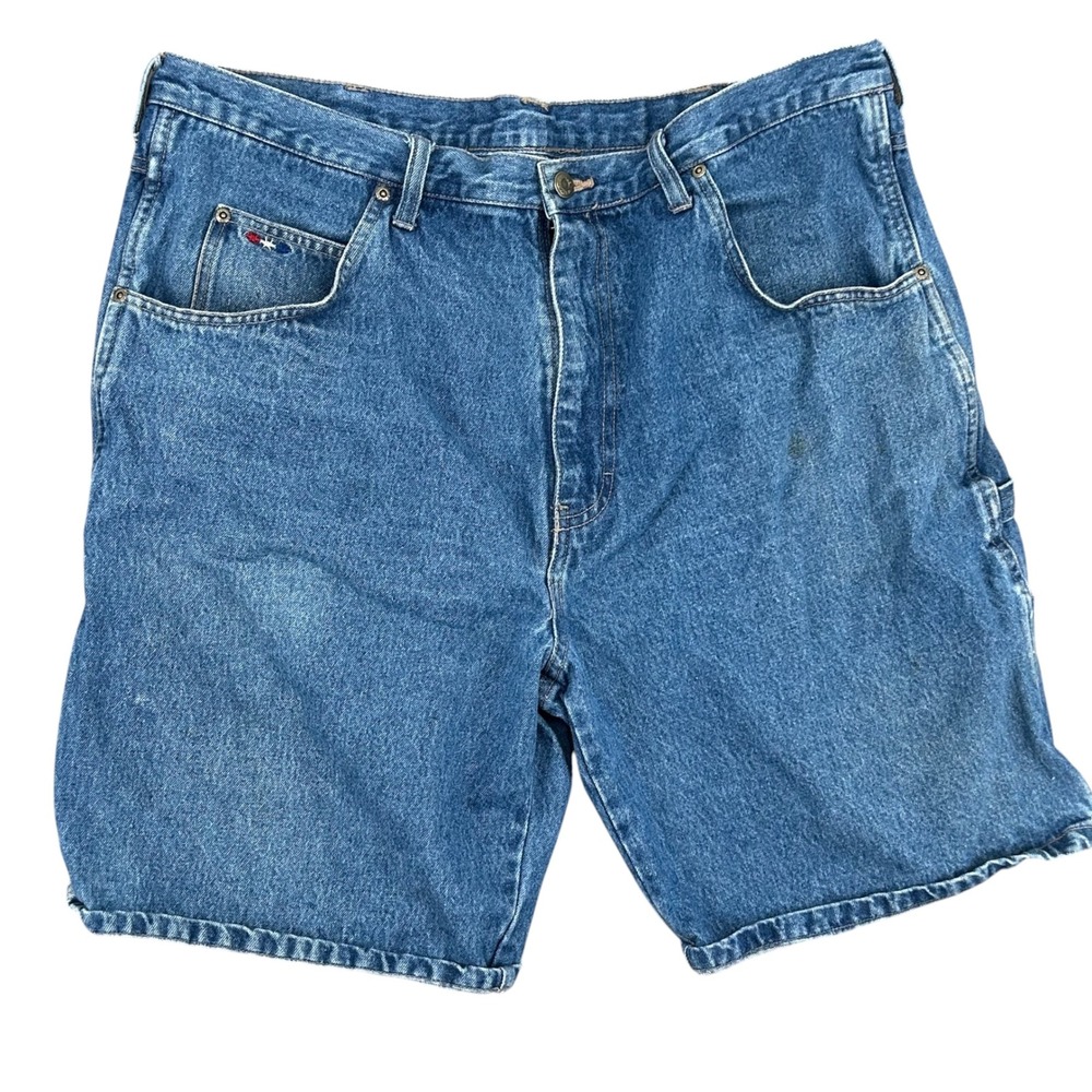 Walls Mens Denim Carpenter Shorts Blue Cotton Workwear Utility Size 42